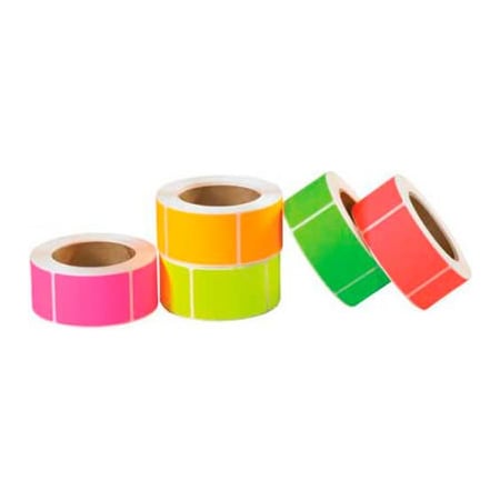 Box Packaging Rectangular Inventory Labels, 5"L x 3"W, 5 Fluorescent Colors, Roll of 5000 DL1234